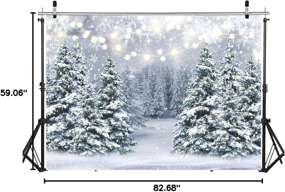 7X5Ft Winter Snow Scenery Backdrop Glitter Winter Forest Photography Backdrop Sn