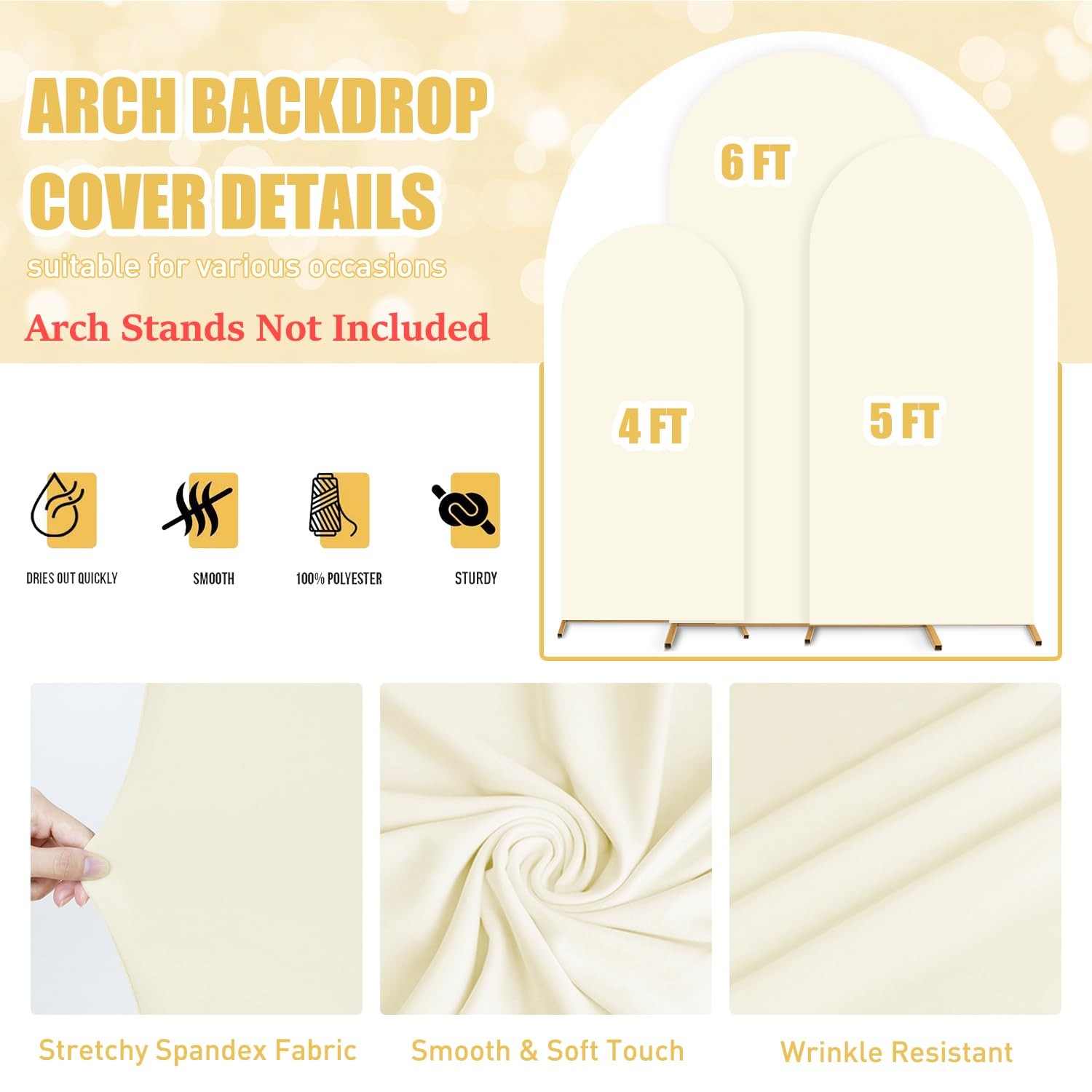 FUHSY Cream Arch Backdrop Covers for Spandex Backdrop Ivory Arch Covers Set o…