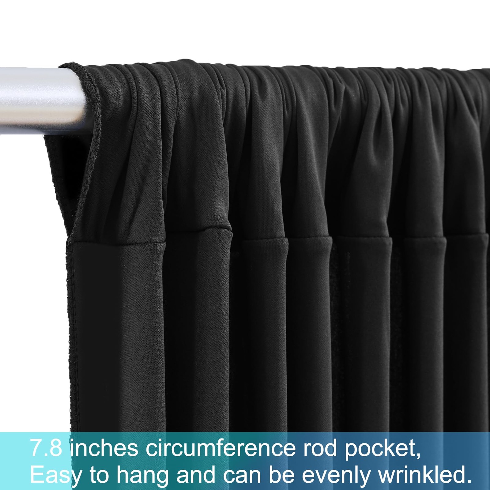 10 Panels Black Backdrop Curtains for 5′(W) x 12′(H), 10 panels,