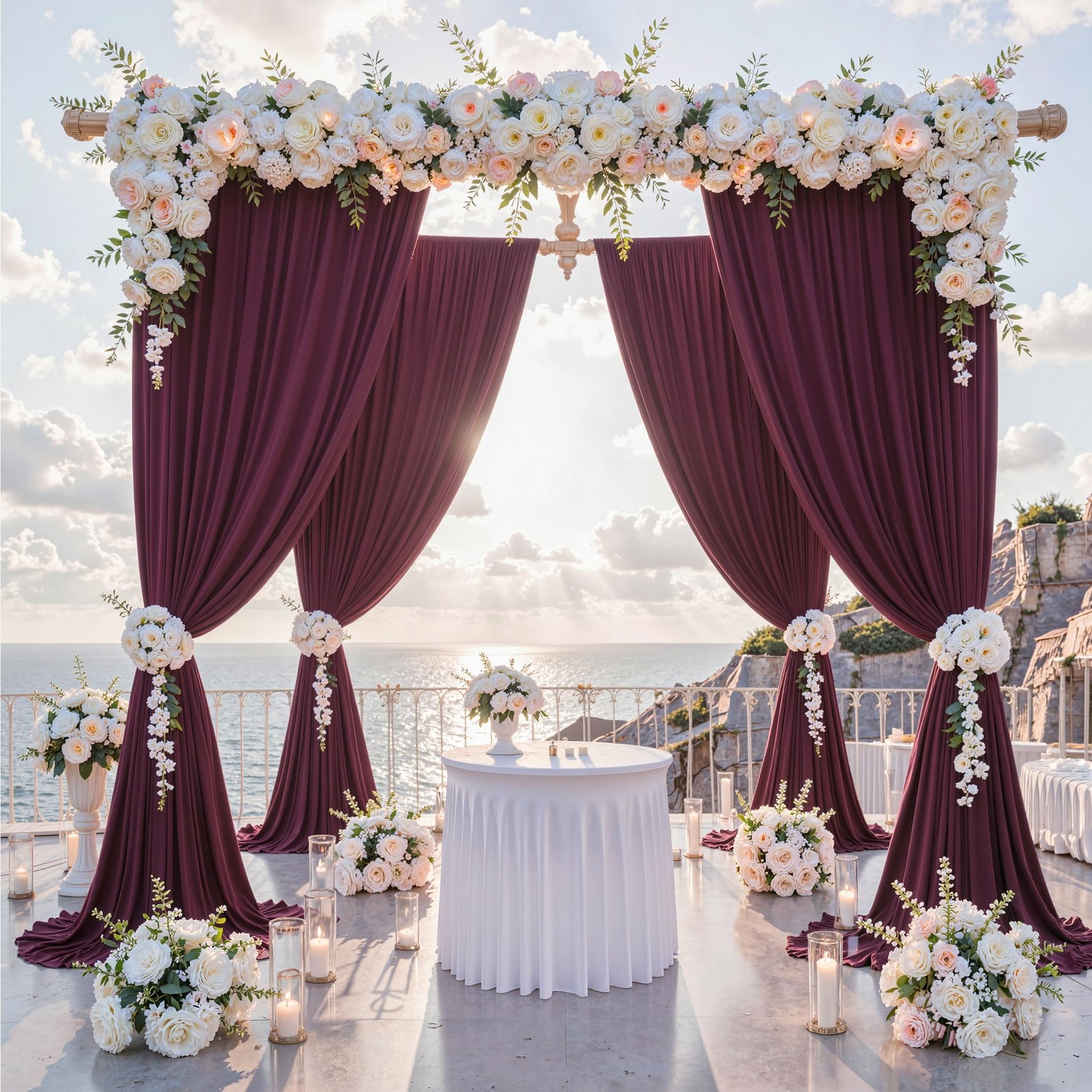 10×10 Ft Maroon Backdrop Curtain Wrinkle Free 2 Panels 5x10ft Burgundy