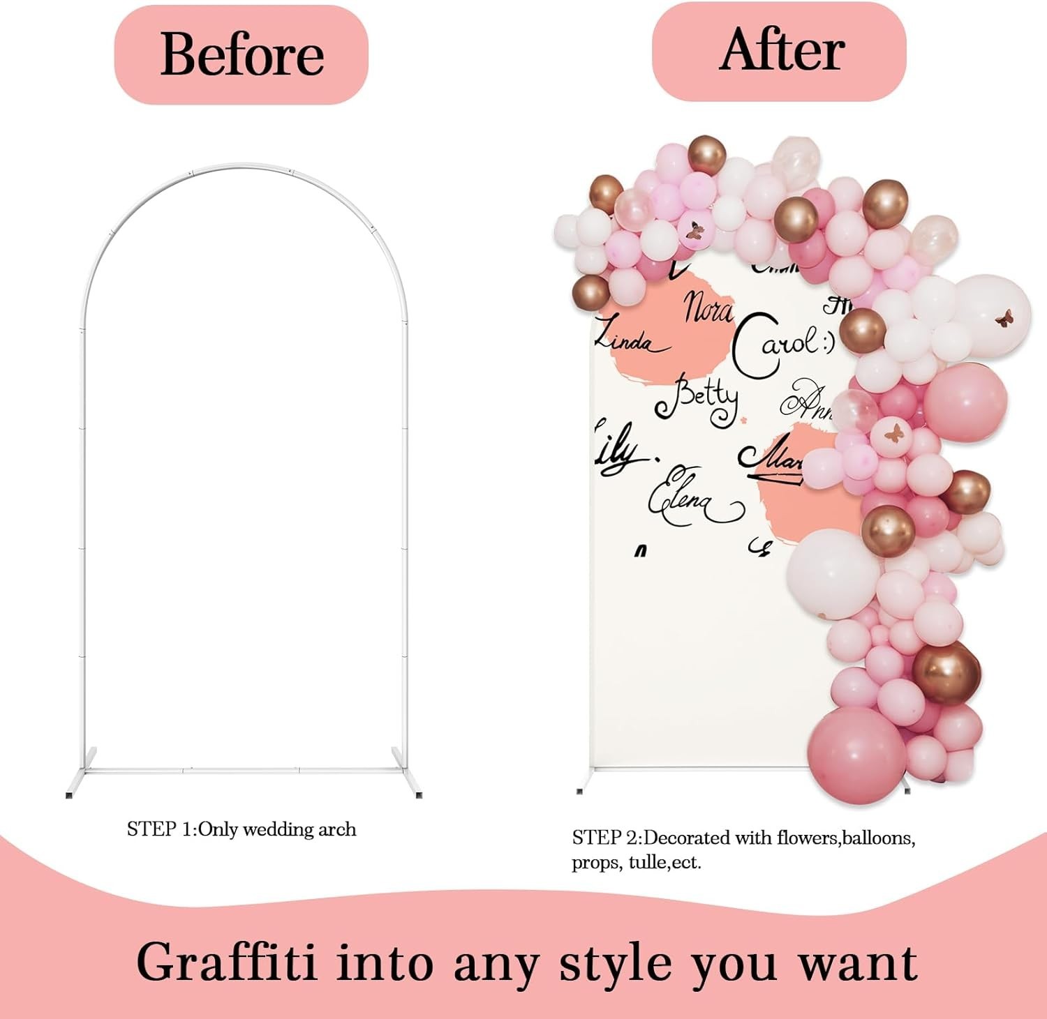 Arch Frame Metal Wedding Flower Ballon Decoration Cover Back Drop Easy Assemble