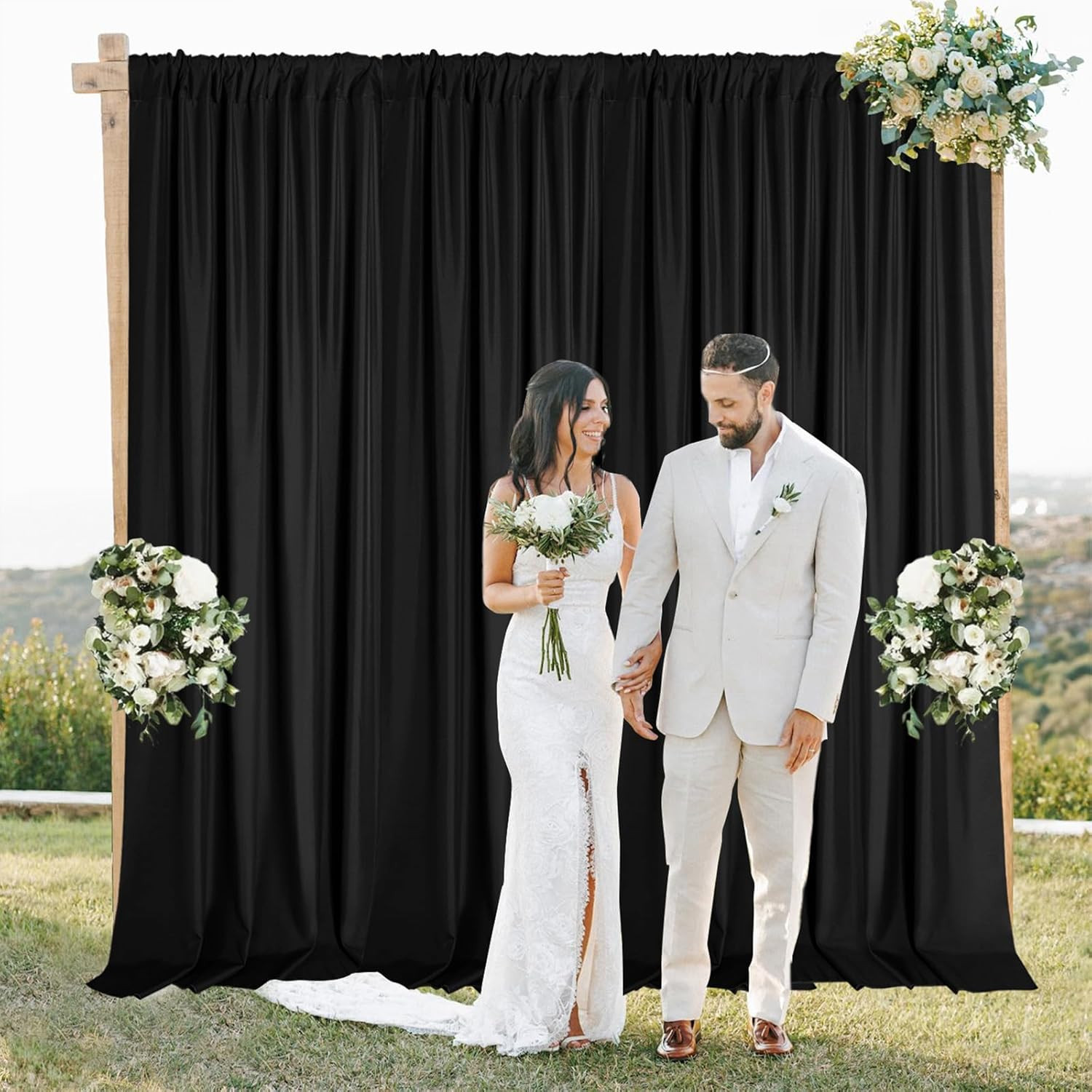 10×10 Ft Black Photography Backdrop Curtains 2 Panels Rod Pocket Drapes