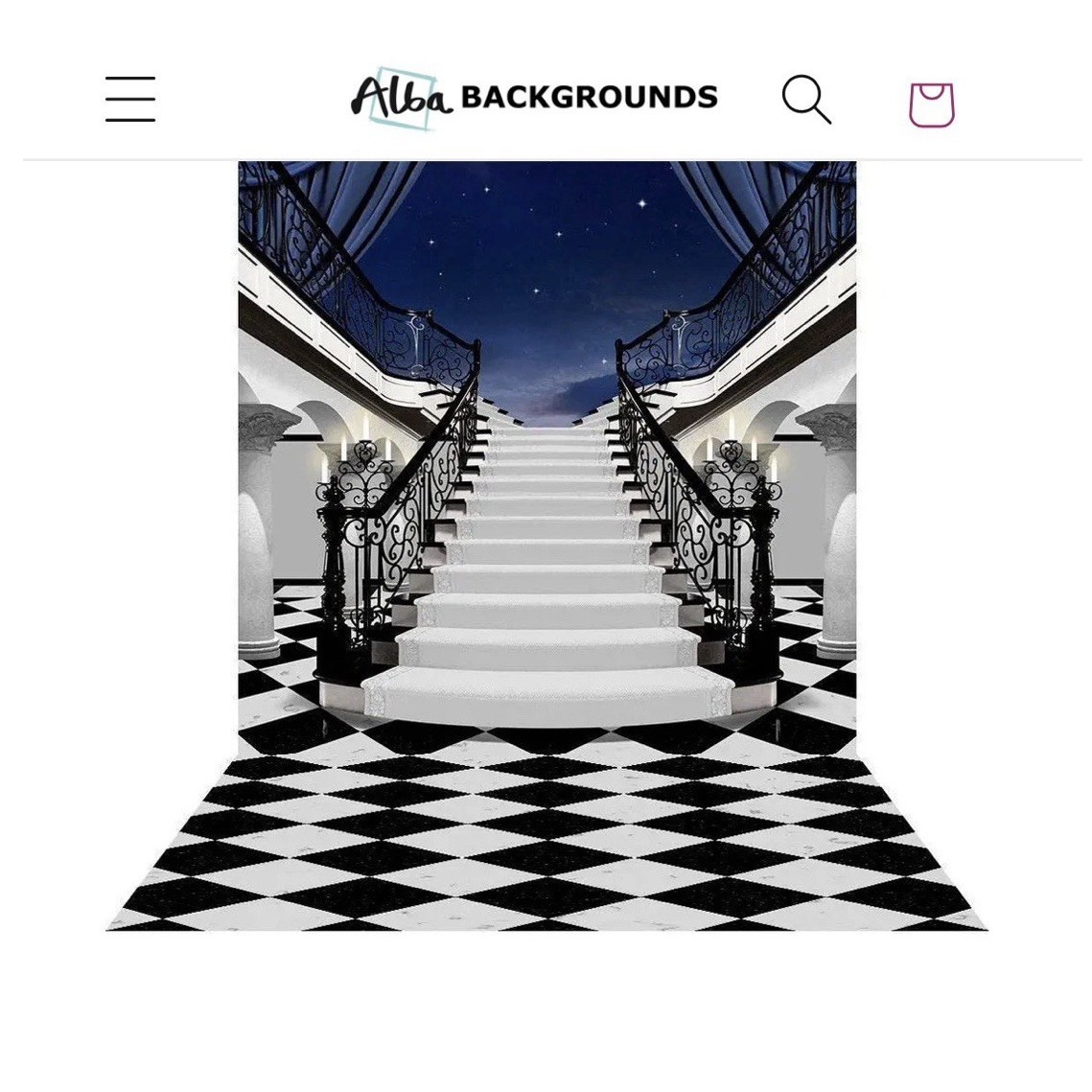 Alba Backgrounds Pro Polyester Formal Event Backdrop 10×20 in Black White Hemmed
