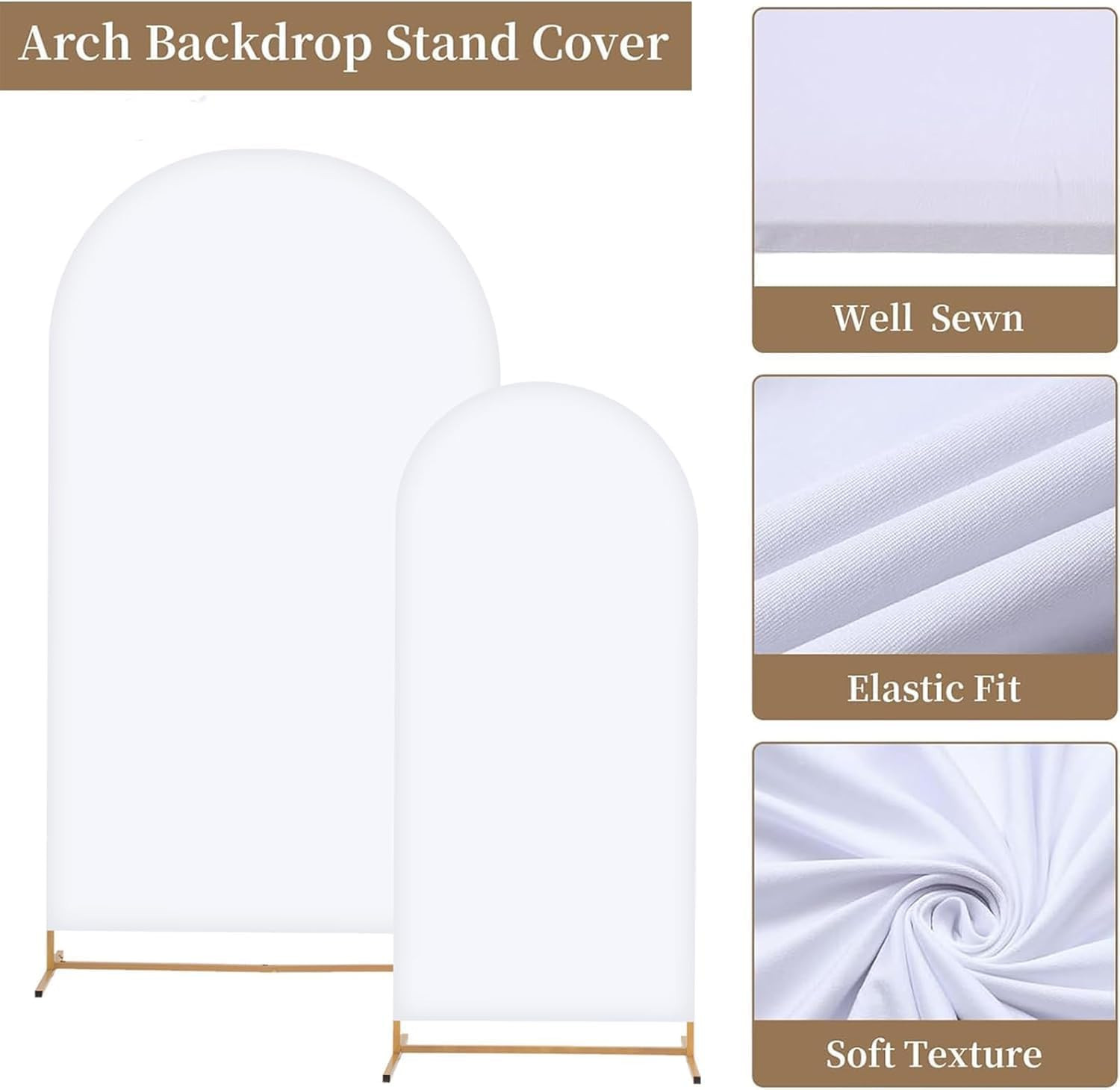 Metal Arch Backdrop Stand and Cover Set, 8FT, 6.6FT Party Backdrop, Easy to Asse
