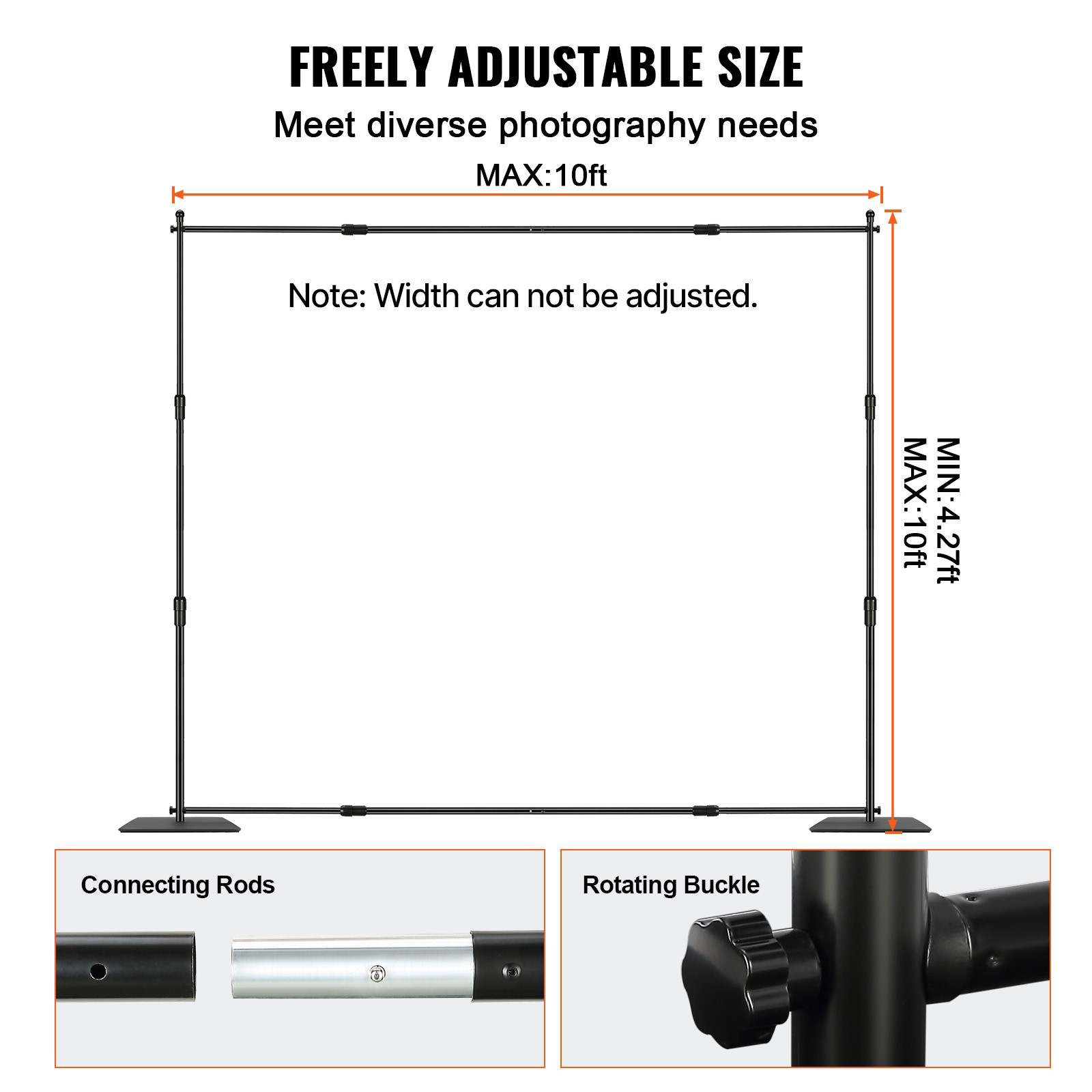 Uimoso Pipe and Drape Kit Heavy Duty Backdrop Stand Carbon Steel Base 10×10 ft
