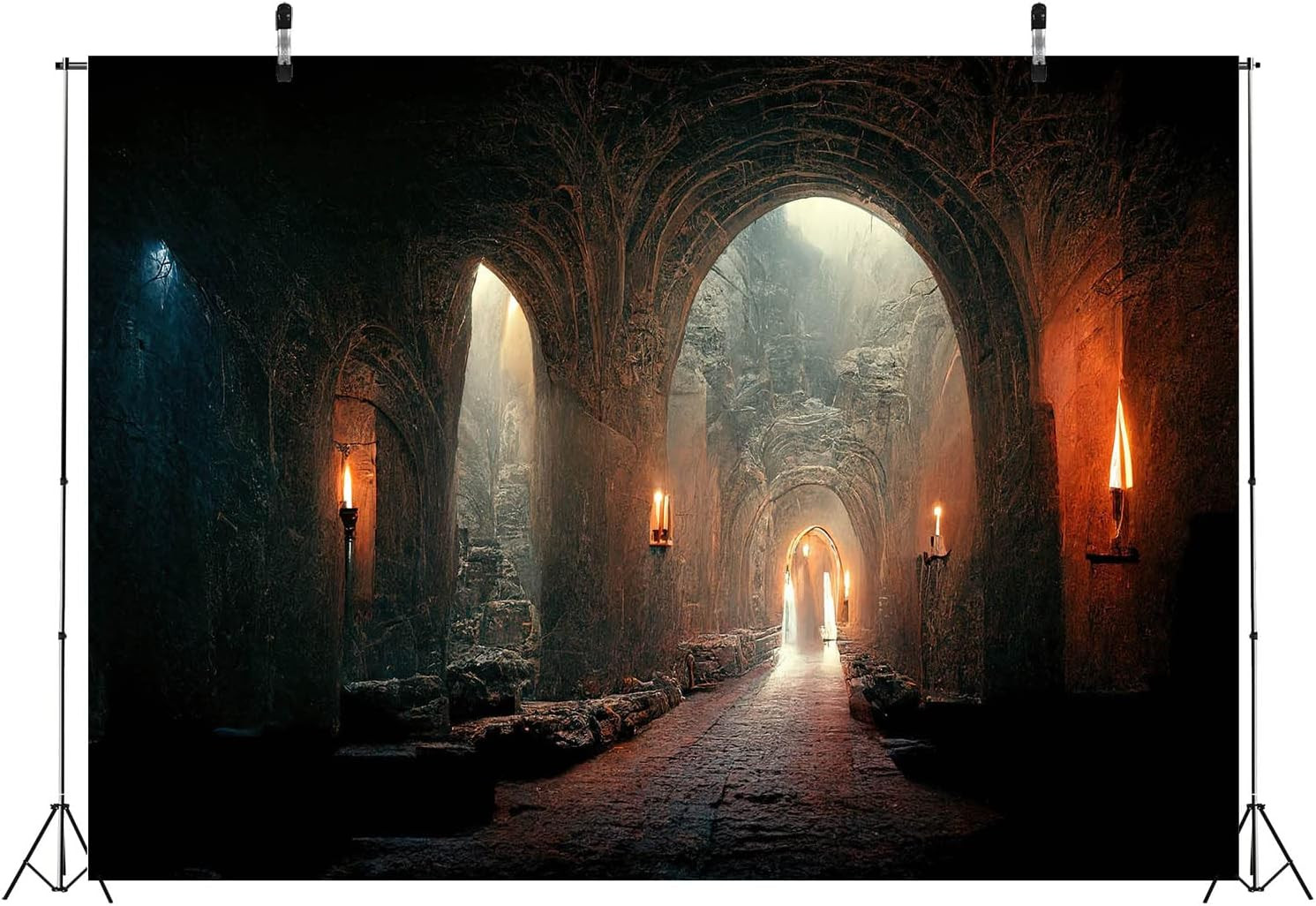 7X5Ft Fabric Dark Medieval Castle Dungeon Backdrop for Photography