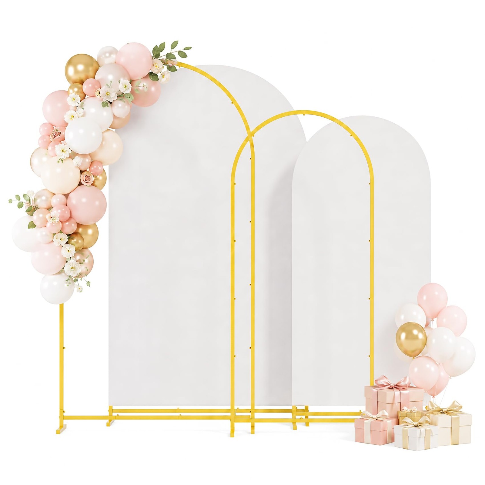 2 Pack Wedding Arch Backdrop Stand 6+7.2 FT, Heavy Duty Metal Arch Frame with…