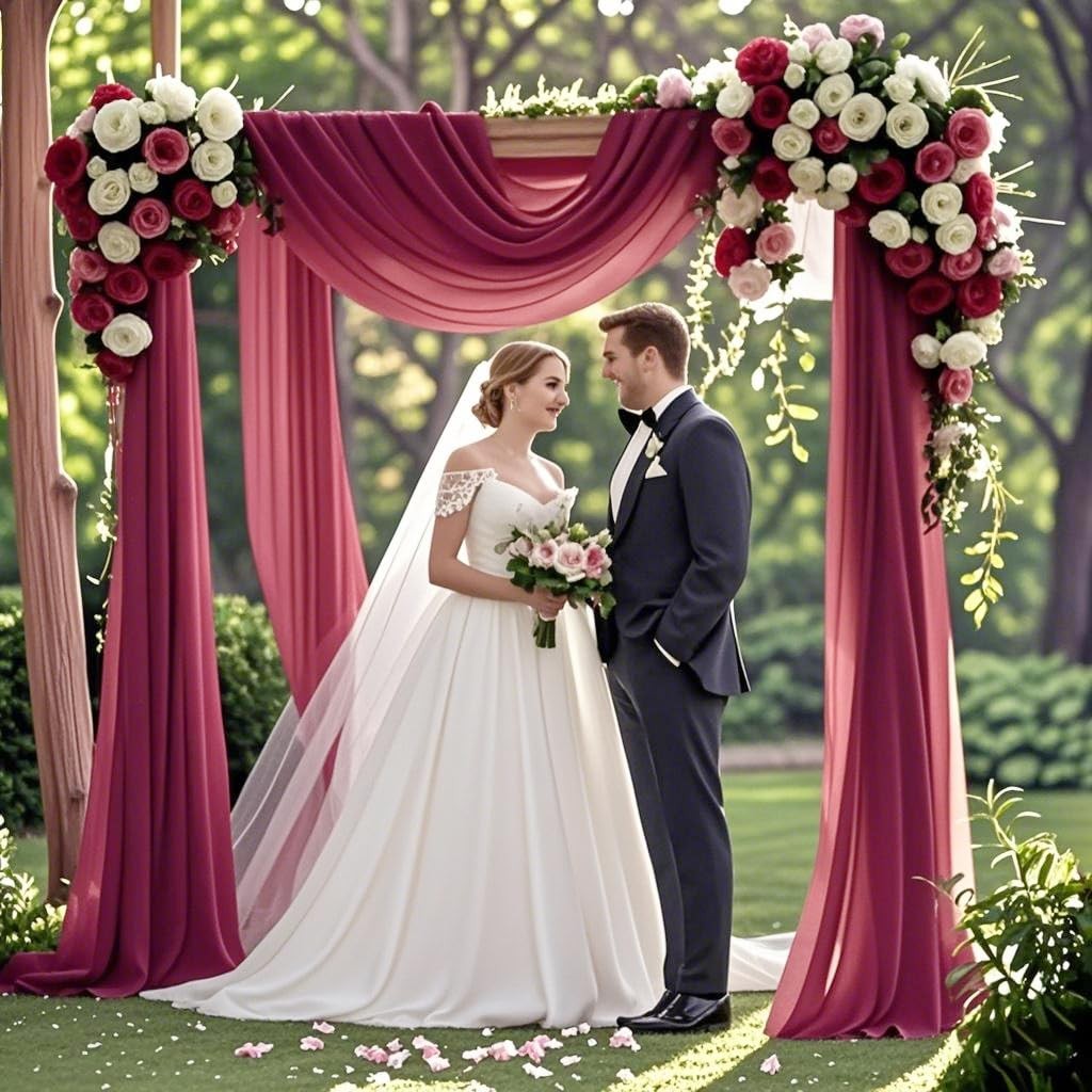 Magenta Chiffon Fabric 6.7 Yards 29 Inch x 20FT Sheer Curtains Backdrop