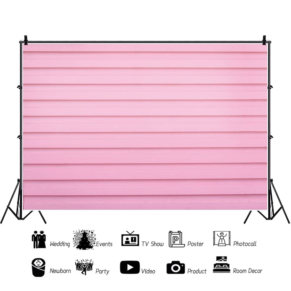 7×5 Ft Pink Wooden Photography Backdrop Polyester Striped Plank Party Prop