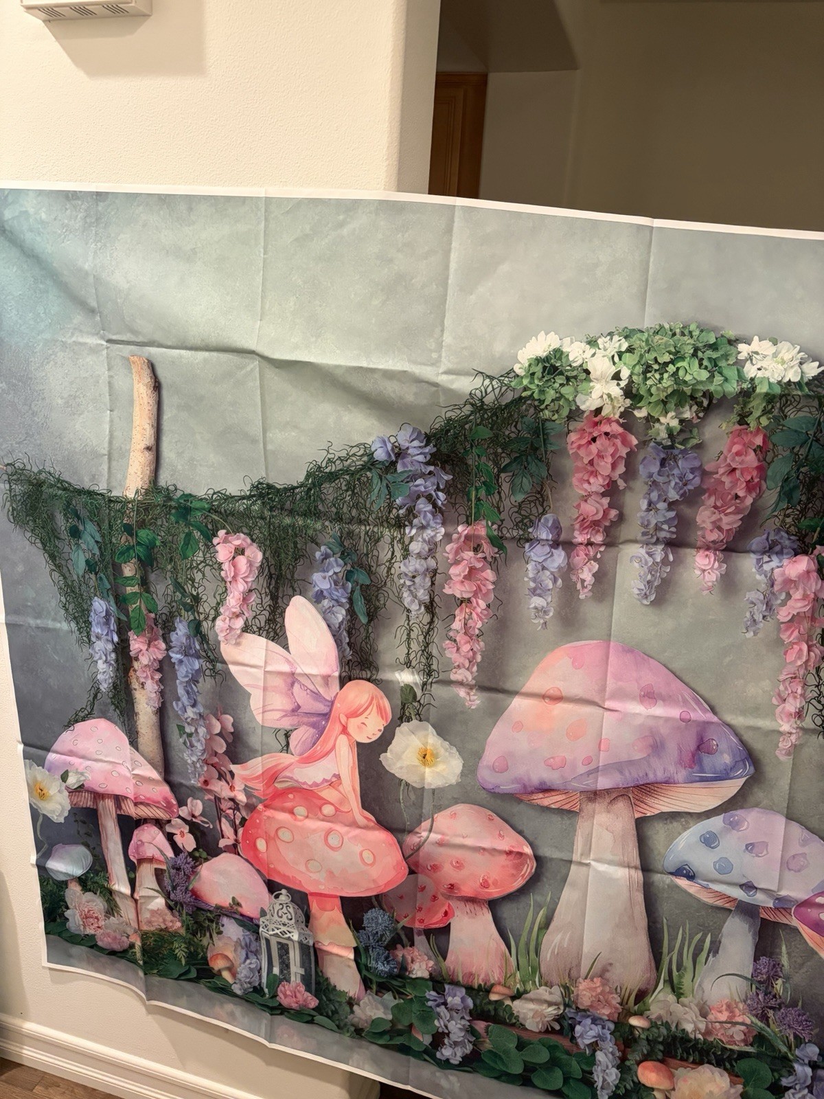 Fairy Mushroom Backdrop Enchanted Garden Photo Background Pink Purple 7 Ft X 5