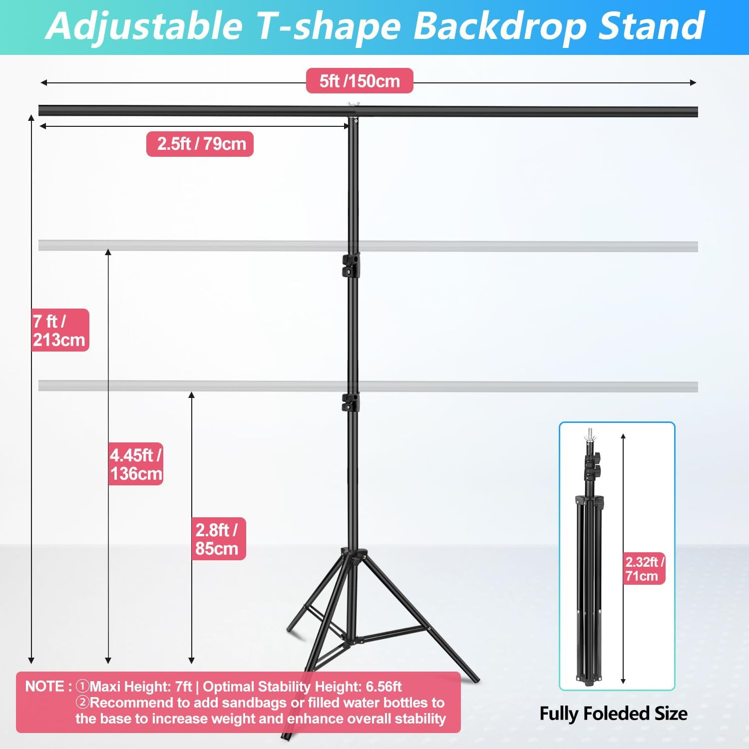 Green Screen Backdrop Kit with Stand, 5X6.5Ft Portable Green Screen Backdrop wit