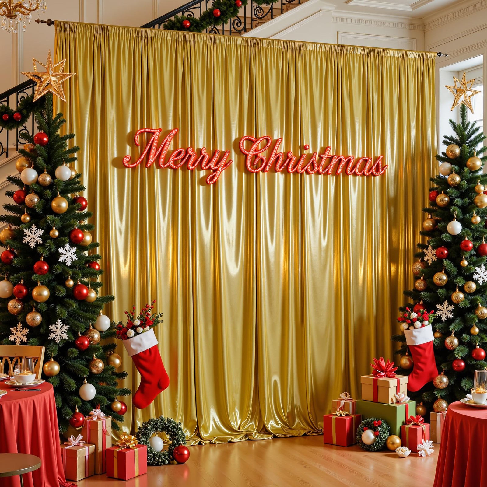 40x10ft Dark Gold Glitter Backdrop Curtain for W5 x H10′(8 Panels),
