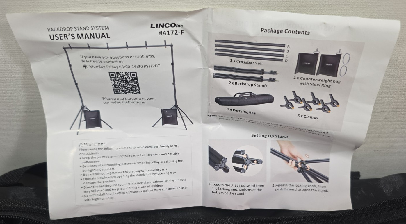 LINCO Adjustable Backdrop Stand Kit 10X7 Ft w/Clamps and Carrying Bag (Gray)