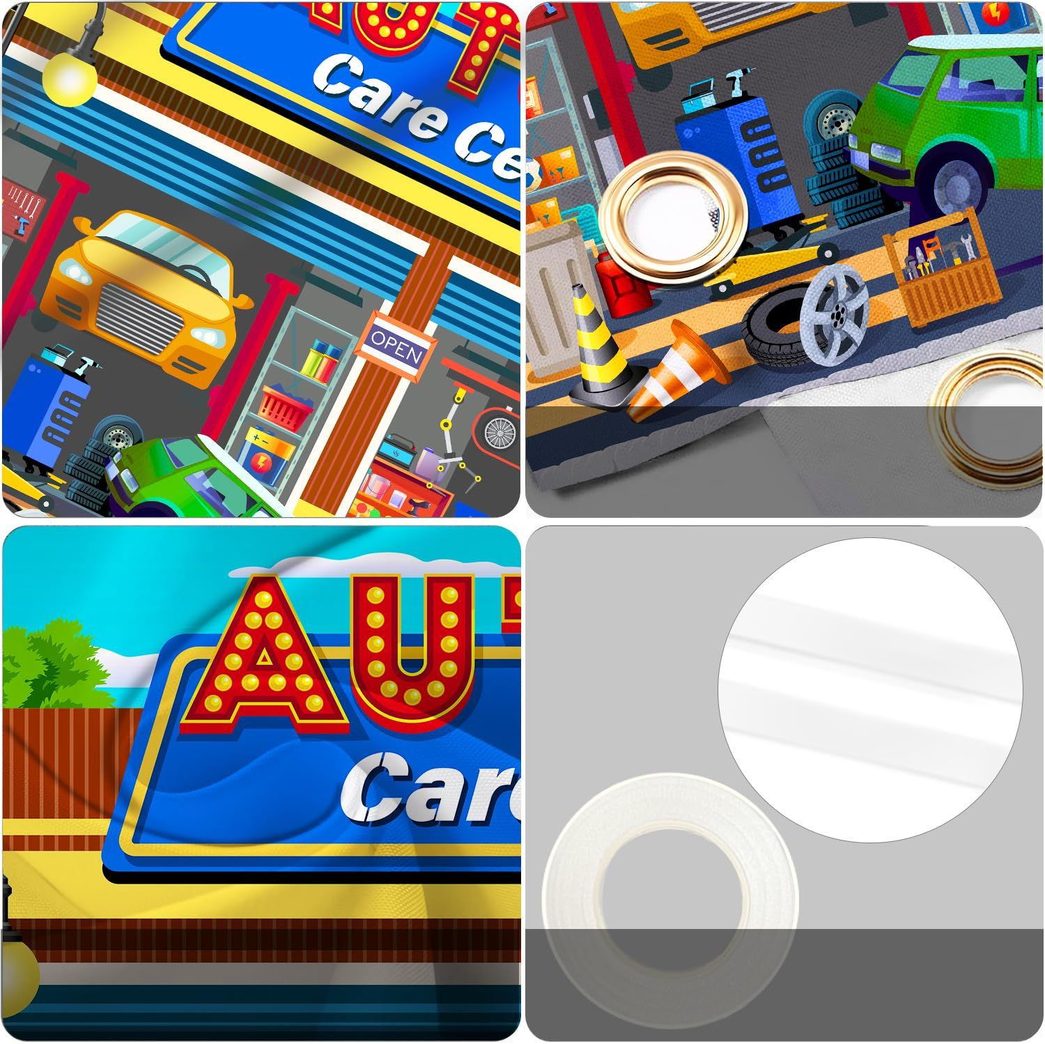 HANYING Cartoon Auto Repair Shop Backdrop for Boy Birthday 7x5ft, colorful
