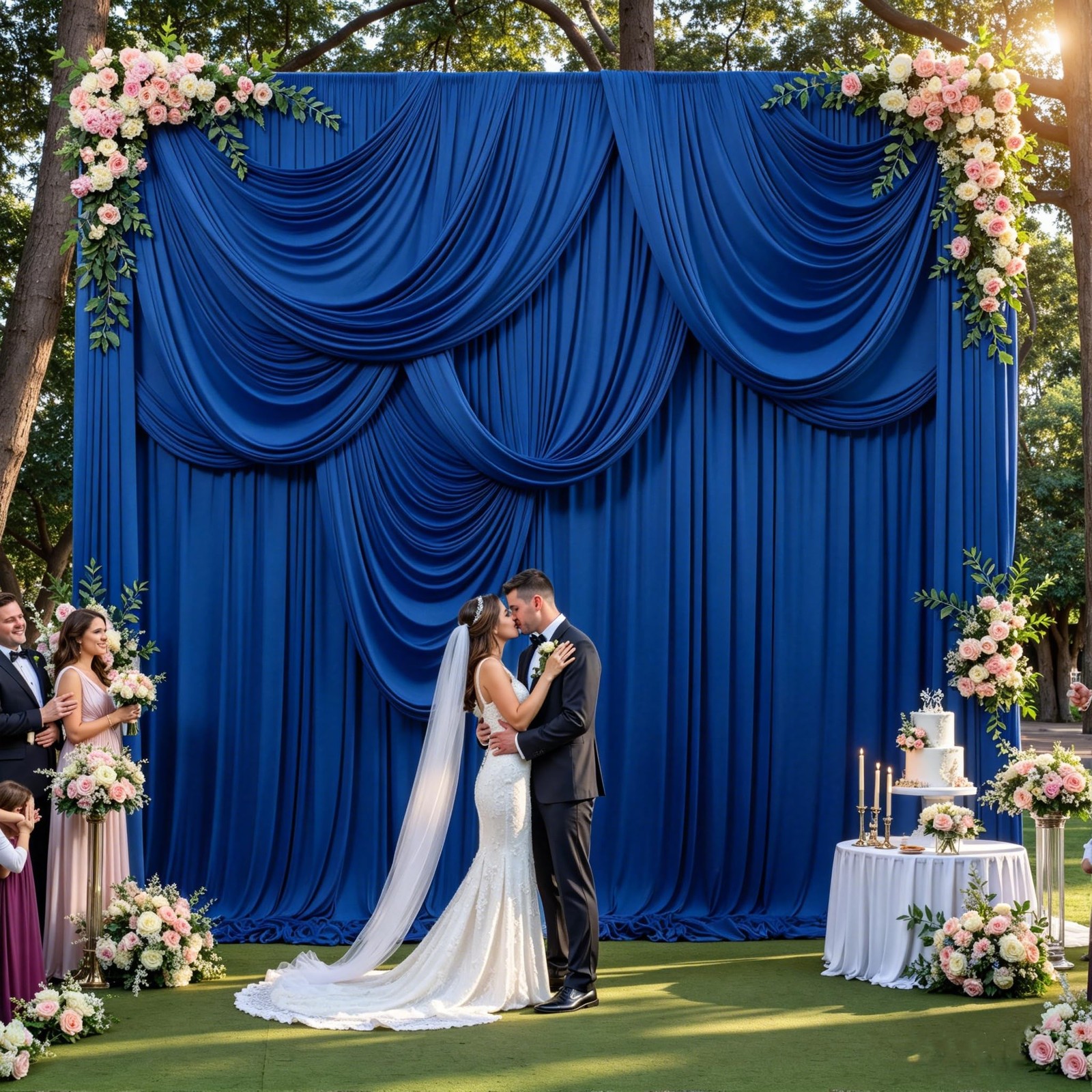 20ft x 14ft Royal Blue Backdrop Curtains, 4 Panels Wrinkle Free Soft Fabric D…