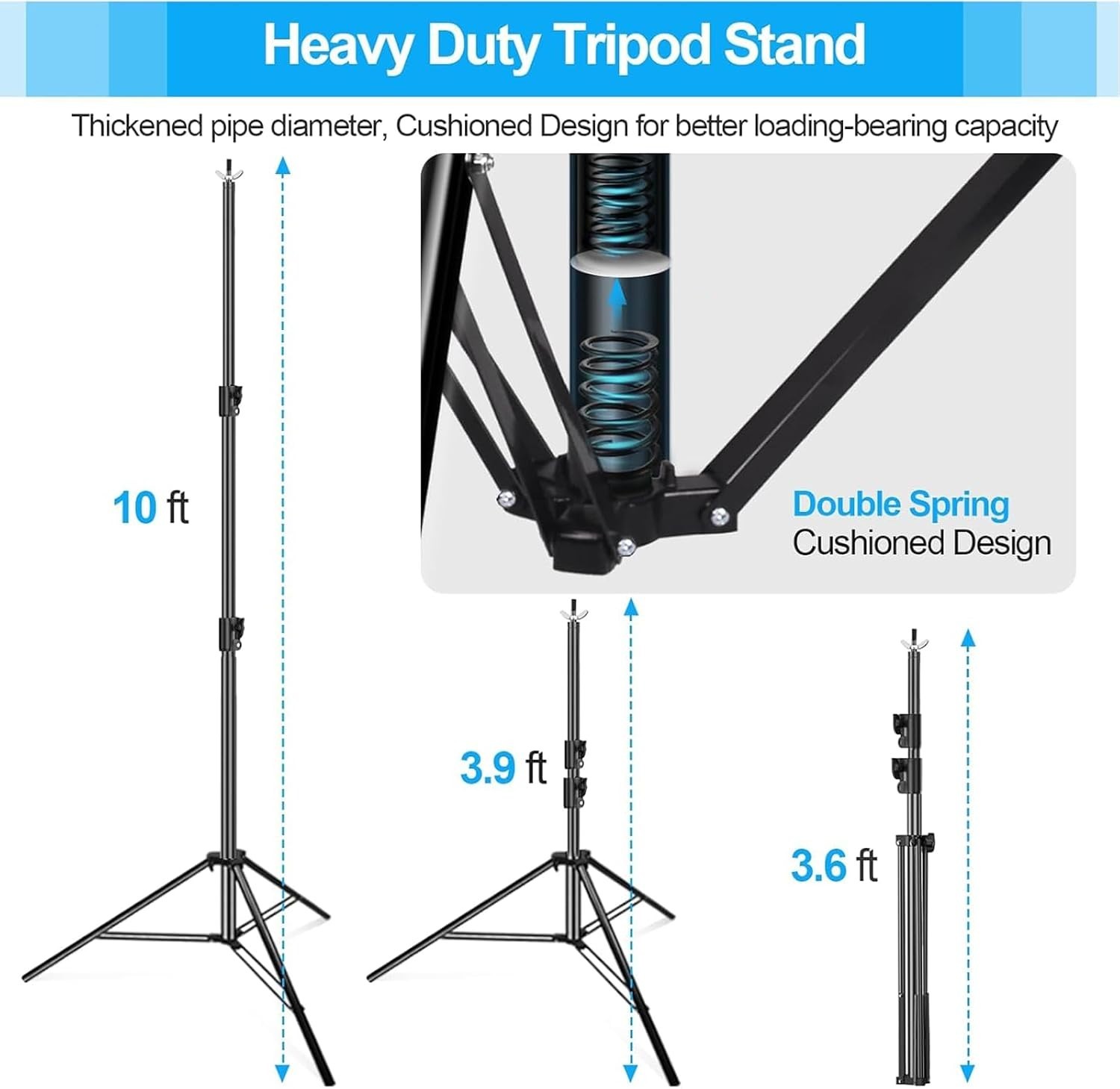 Heavy Duty Backdrop Stand, 10 x 10ft Adjustable Photo Background Support Syst…