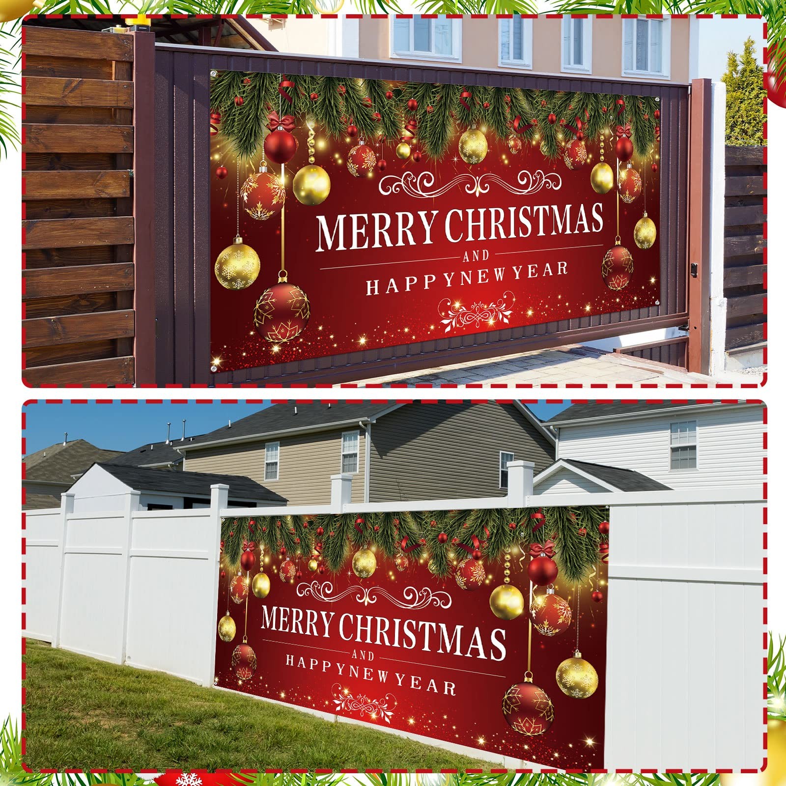 Newwiee Christmas Garage Door 6 x 13 feet/ 1.85 x 4 meters, Multicolor