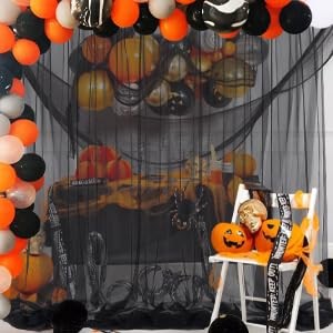 20ft X 10ft Black Tulle Backdrop Curtain for Parites, Sheer Backdrop Curtains…