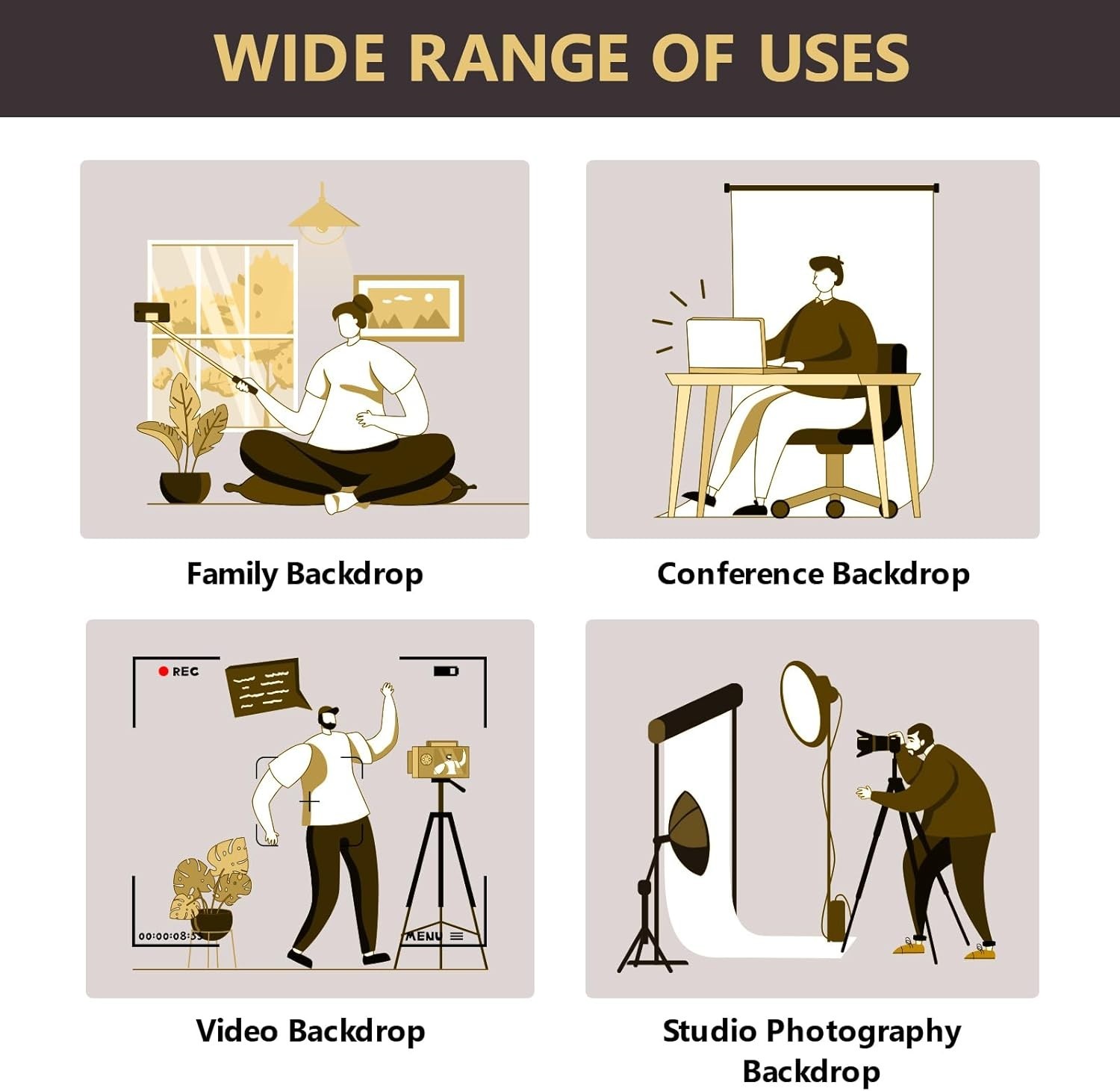 5x7ft Abstract Brown Wall Photography Backdrop Photo Background, Kate Retro