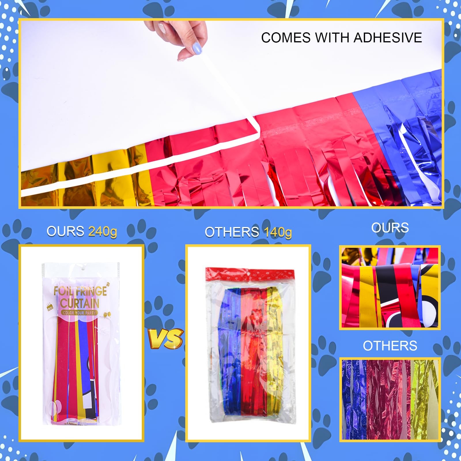 Paw Birthday Decorations, 2 Pack Gold Red and Blue Paw Birthday Party Supplie…