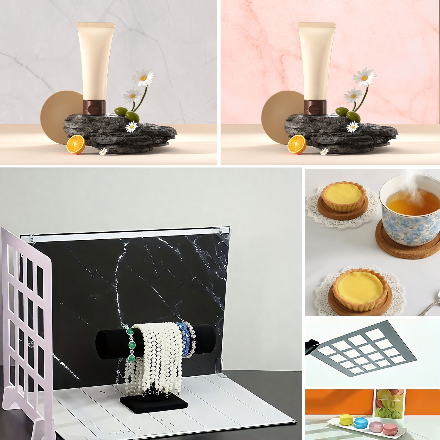 7Pcs Photo Background Paper, 14 Colors Tabletop Backdrop for Product Photography