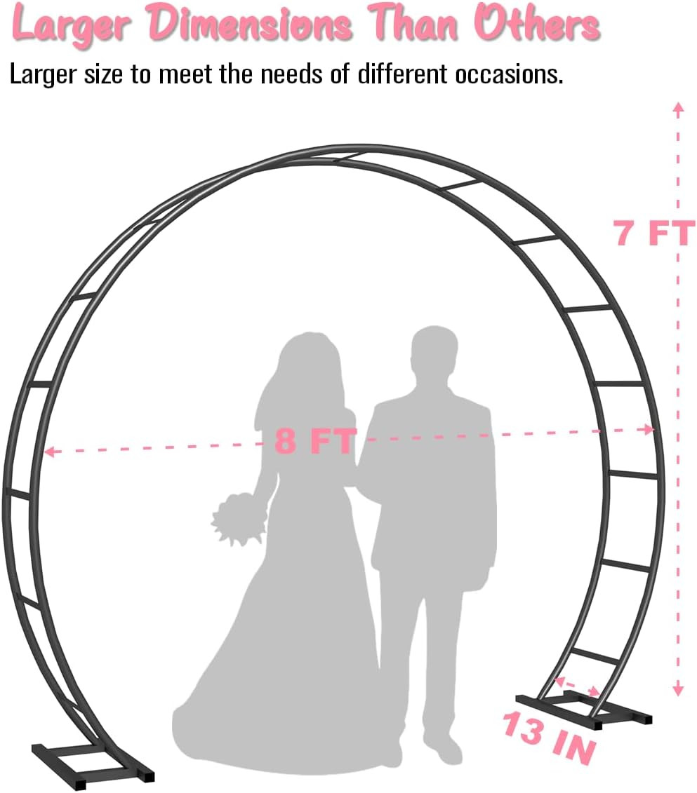 Metal Arch Backdrop Stand 8Ft Wide 7Ft High, Wedding Arch Frame for Wedding Deco