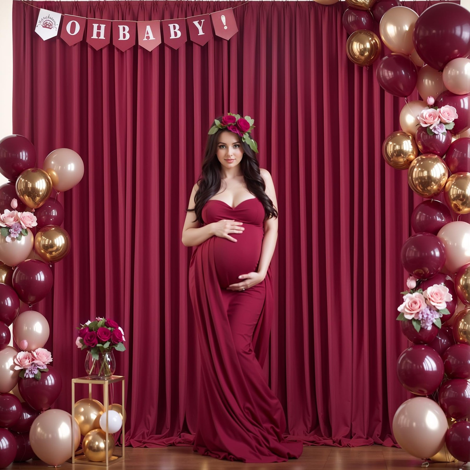 40x10FT Burgundy Backdrop Curtains for W4′ x H10′(10 Panels),