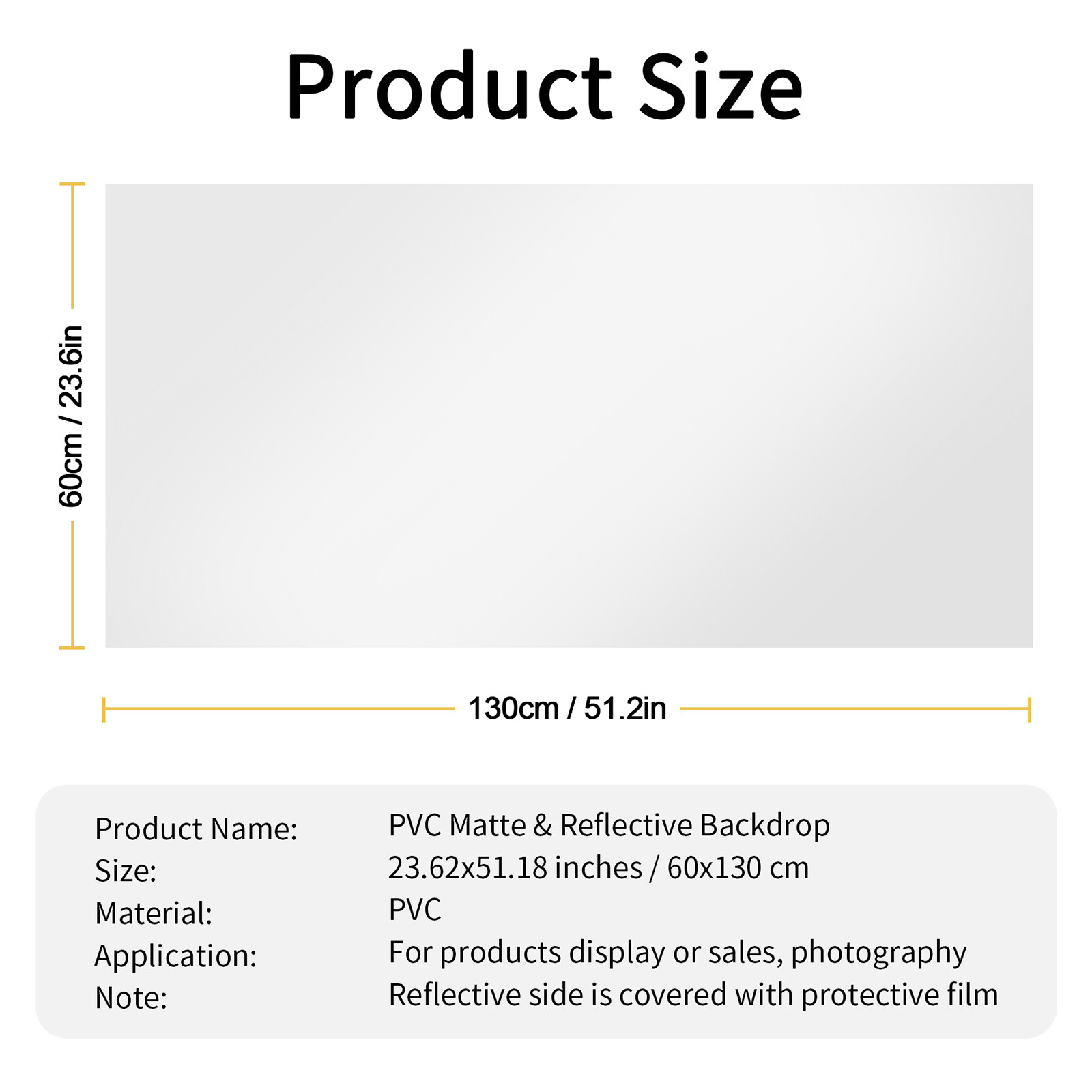 24x51inch PVC Background Pure White matte+glossy Plate for Photography Backdrops