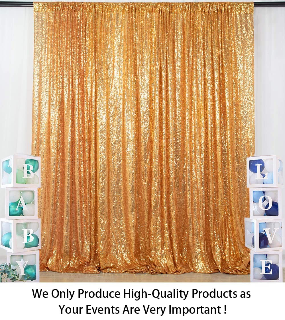 Gold Sequin Backdrop 8x10FT Photo Booth Background Christmas Curtain Decor