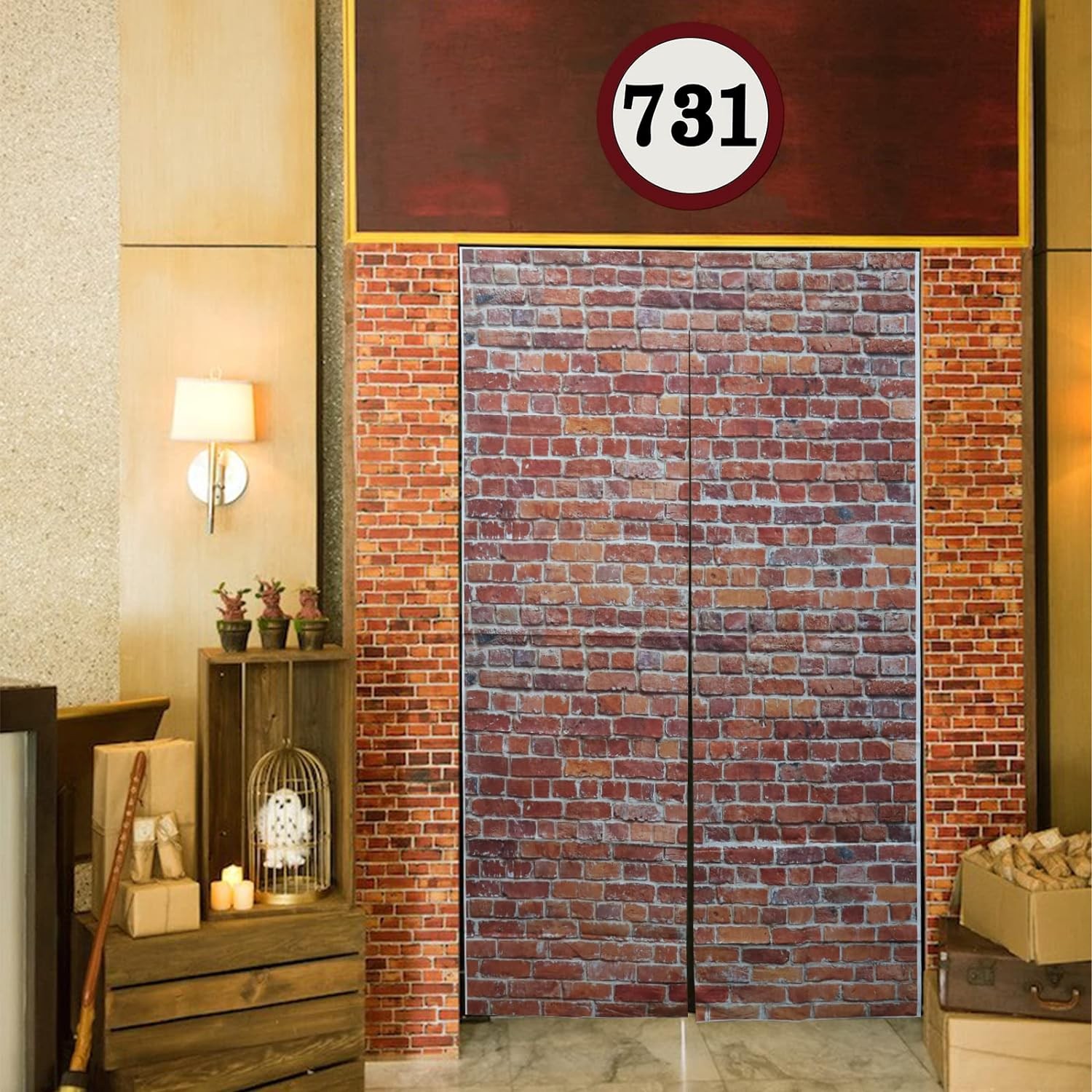 Brick Wall Party Backdrop, Decoration, 1 Count (Pack of 1), Old Red