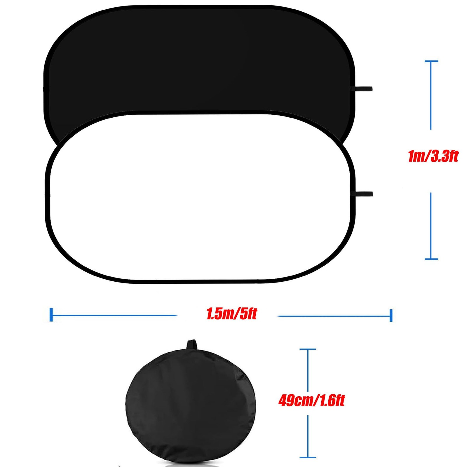 3.3x5ft/1×1.5m Chromakey Black White Backdrop with 6.23ft Stand, 2-in-1 Black…