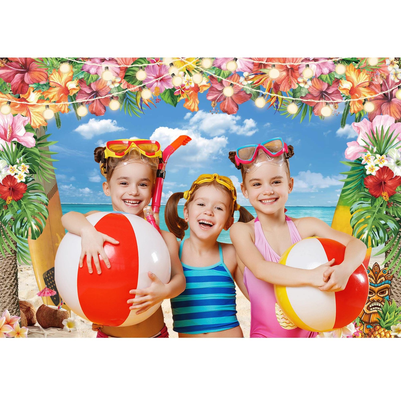 LIVUCEE 7x5ft Summer Hawaiian Beach Backdrop for Photography 7’x5′, Blue