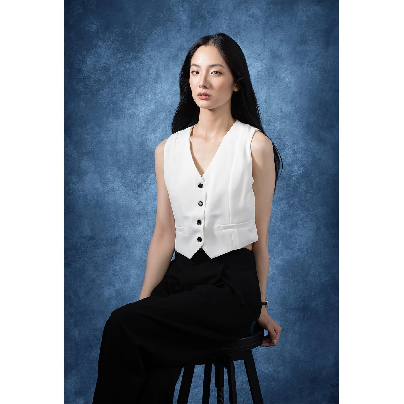 8×10 Ft Dark Blue Senior Portrait Backdrop Abstract Textured Photography