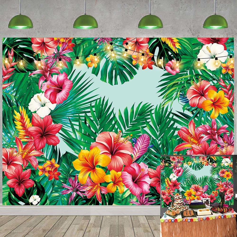 Tropical Palm Leaves Backdrop Floral Summer Jungle 7x5FT, green