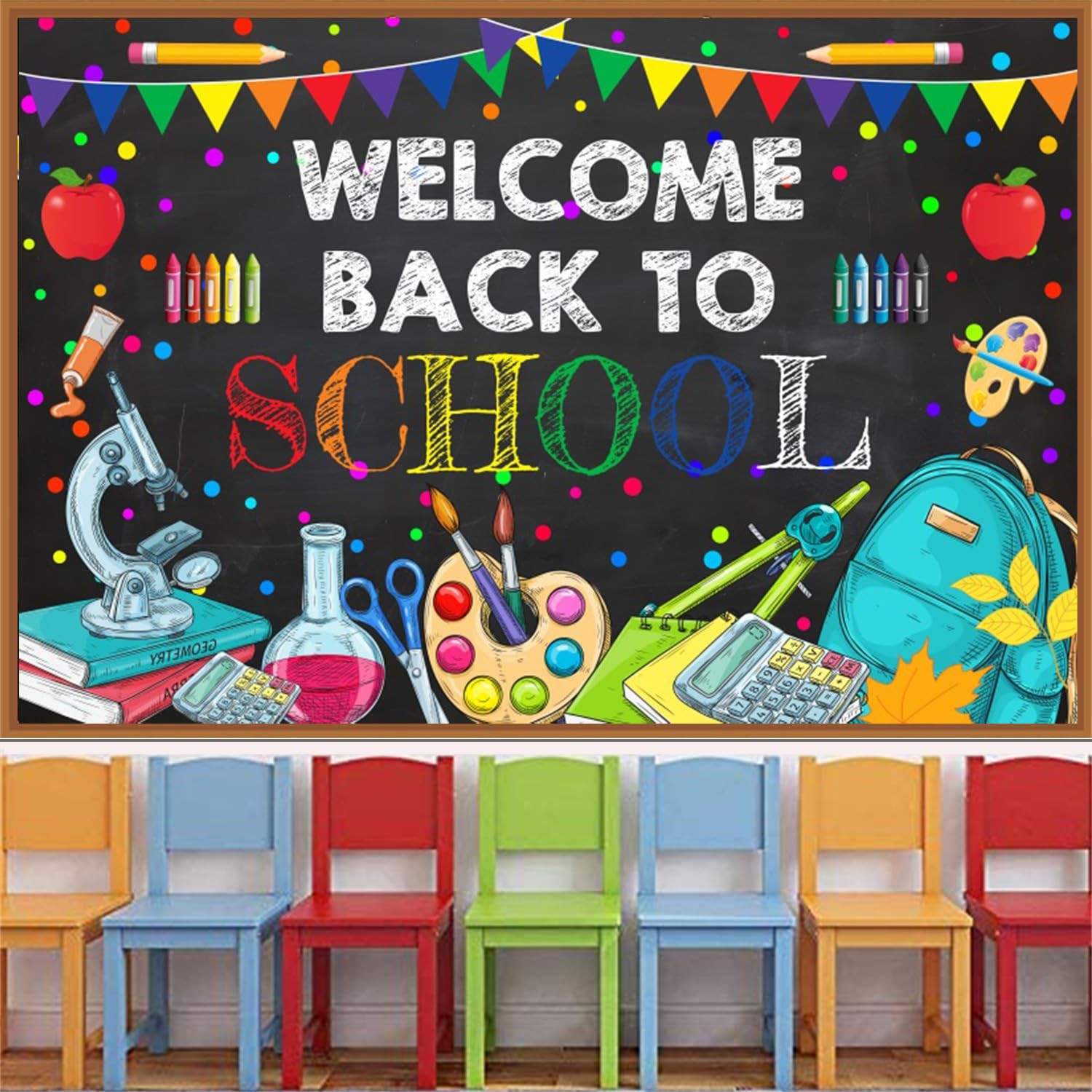 7x5ft Welcome Back to School Backdrop Colorful Teachers Students Online Teach…