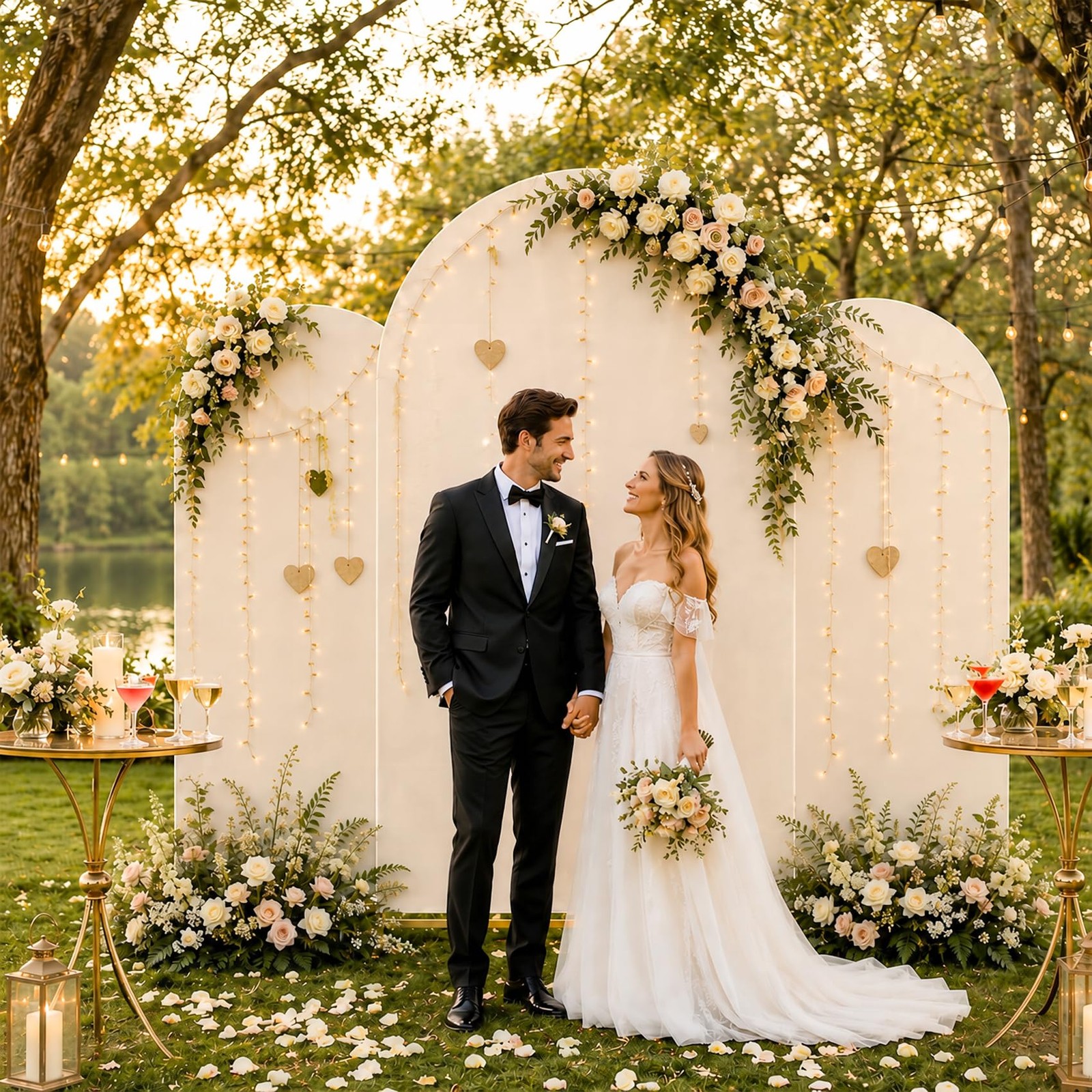 2 Pack Wedding Arch Backdrop Stand 6+7.2 FT, Heavy Duty Metal Arch Frame with…