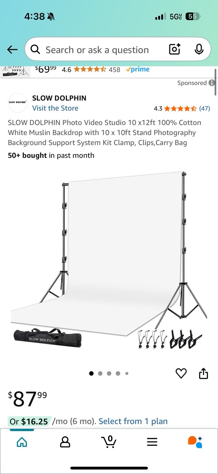Photo Video Studio 10 X12Ft 100% Cotton White Muslin Backdrop with 10 X 10Ft Sta