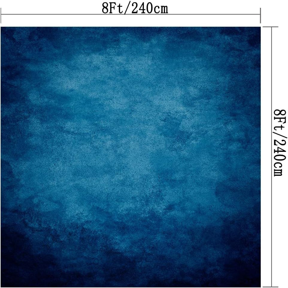 DePhoto 8x8ft Retro Blue Portrait Backdrop Graduation Photo Studio Vinyl Backgro