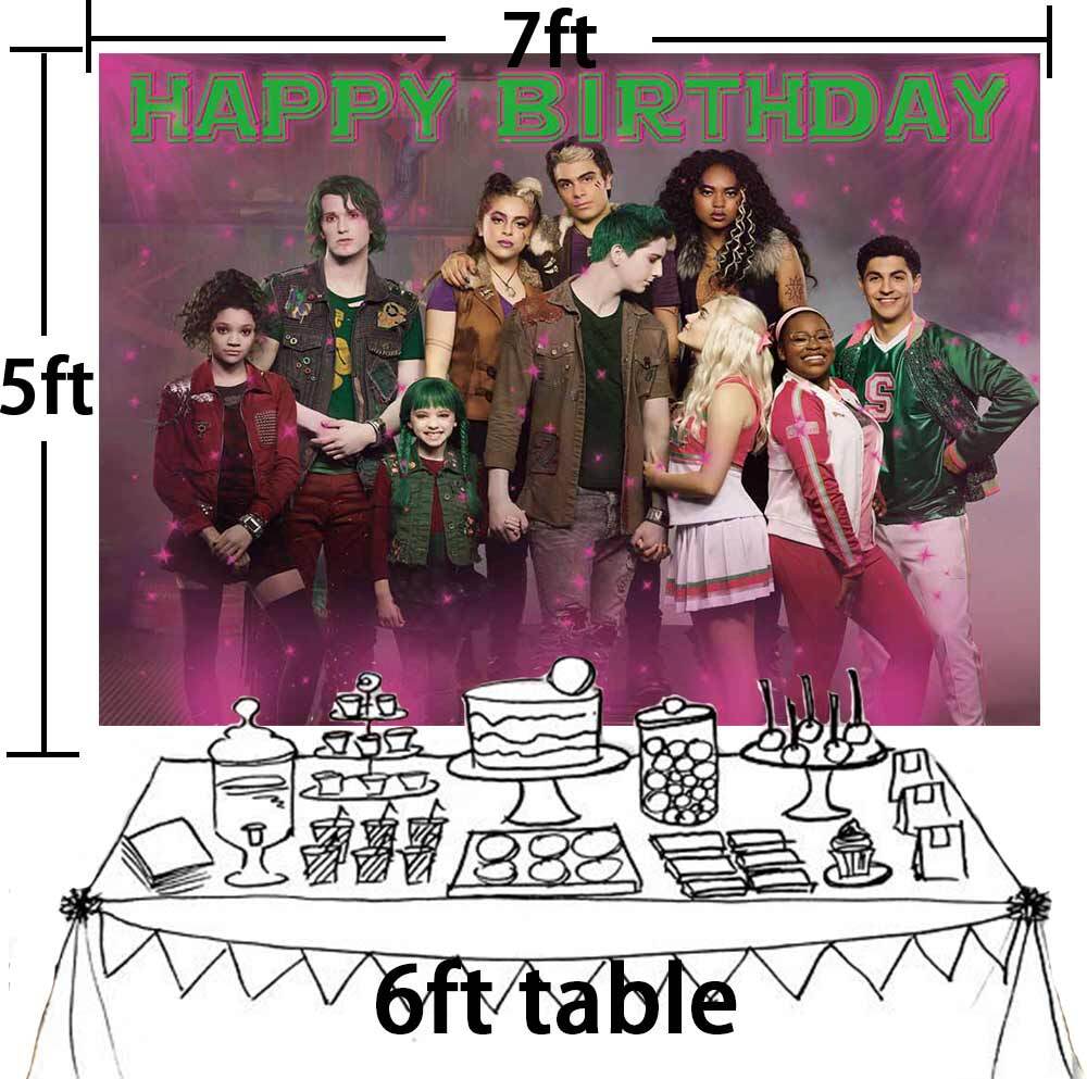 Disney Zombies Birthday Backdrop Banner Background Cartoon Party Supplies 7x5ft