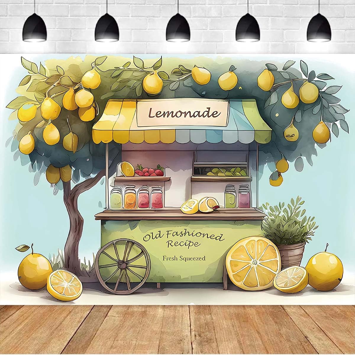 7x5Feet Summer Fruit Lemon Stand Market Photography Backdrop Kids Birthday