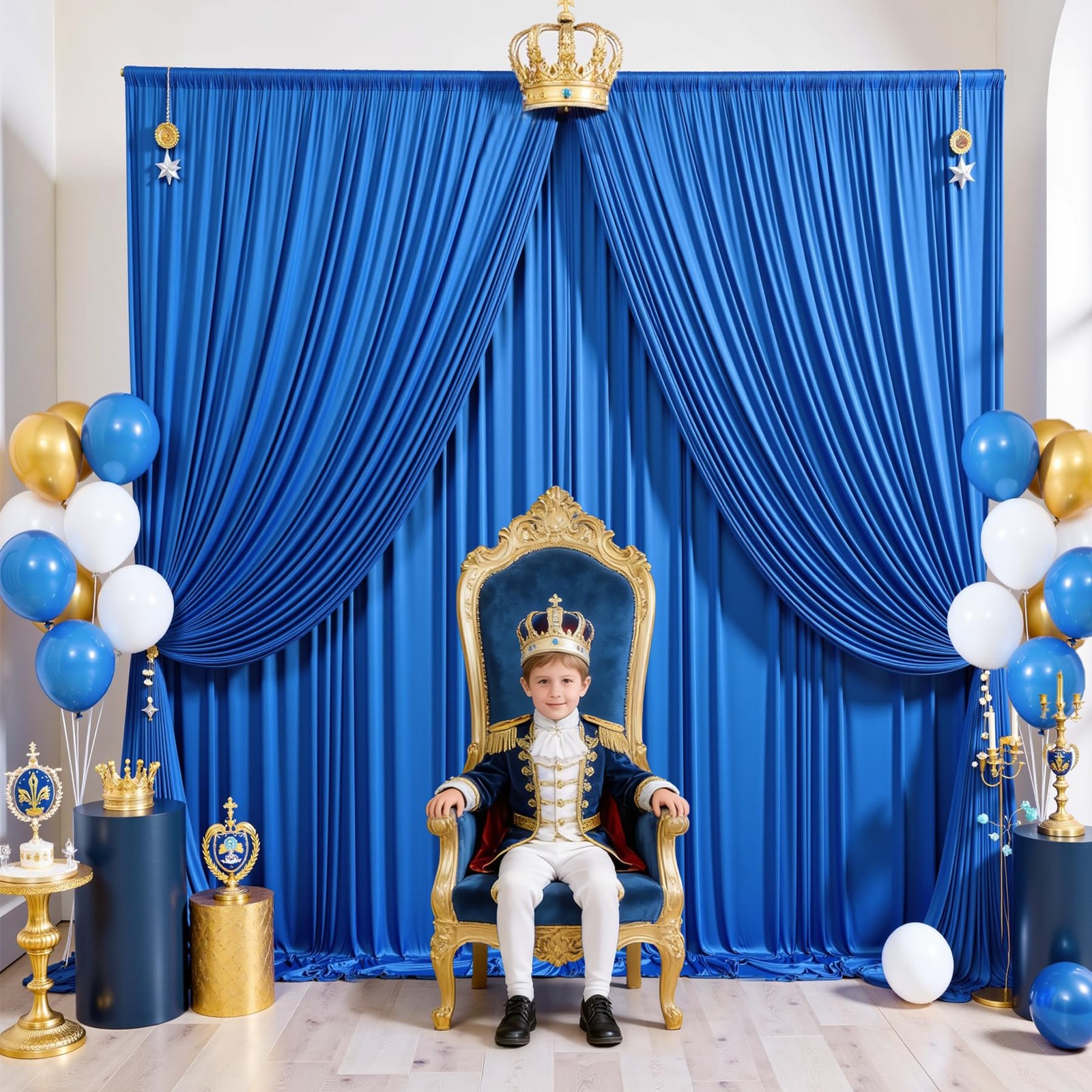 10ft×12ft Royal Blue Backdrop Curtain for Wedding Parties,2 Panels Wrinkle Fr…