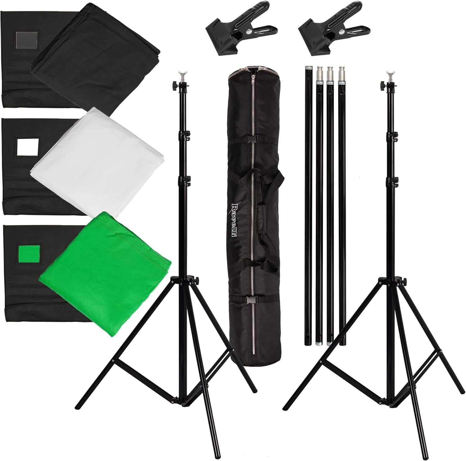 Ravelli Green, Black, White Backdrop Screen 10′ Air Cushioned Stands