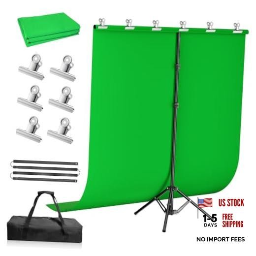 Green Screen Backdrop Kit with Stand, Portable Greenscreen 5x7ft green screen