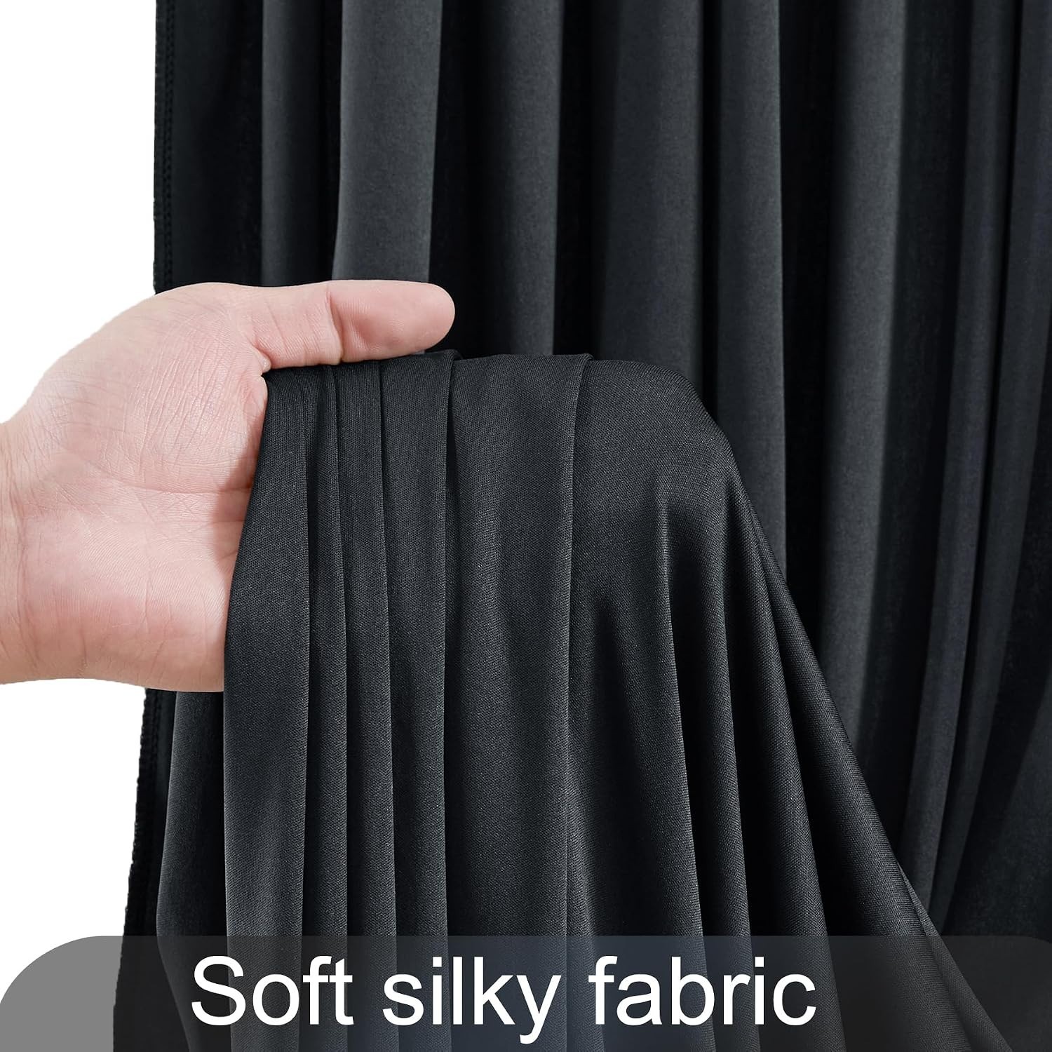 Elegant 10ft x 7ft Black Backdrop Curtains – Set of 2 for Parties & Weddings