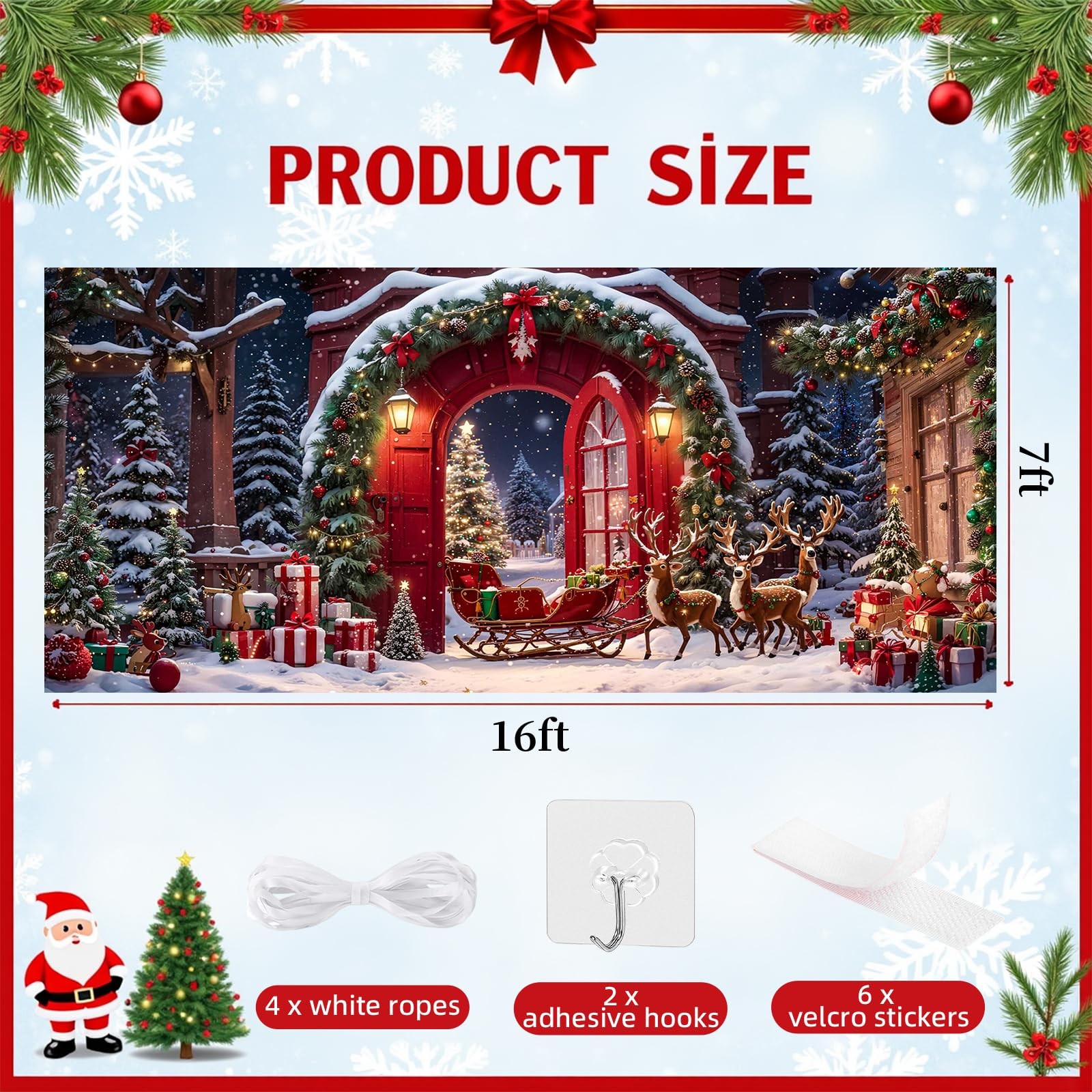 Winter Forest Garage Door Cover 7x16ft Holiday Decorations for Outdoor Parties