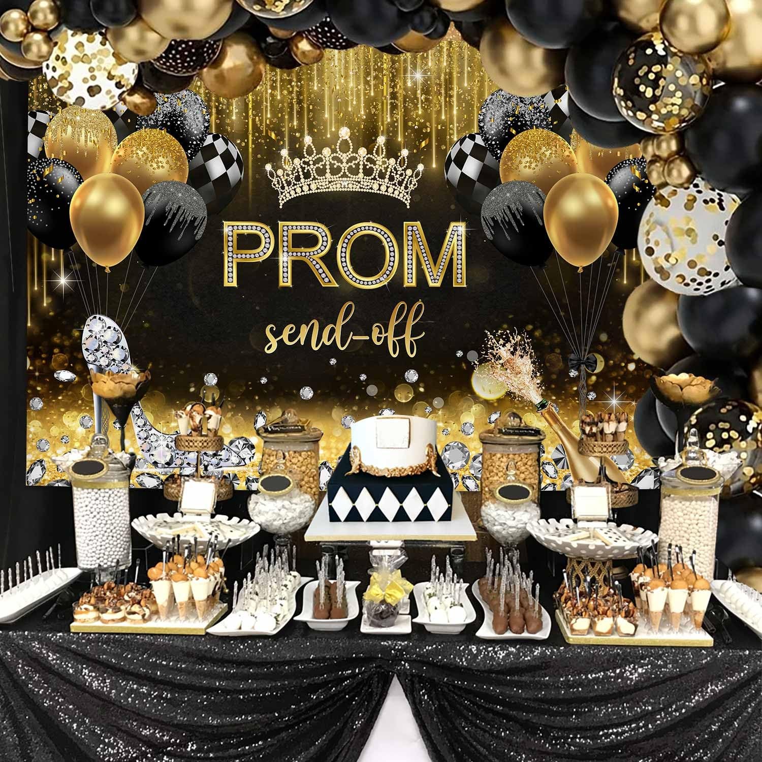 7x5ft Prom Photo Backdrop for Women, Gold 2026 Graduation Photography Background