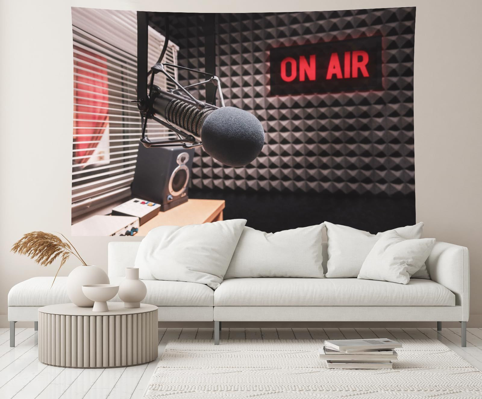 CHNYWORK 7ftx5ft Professional Microphone Backdrop Radio 7x5FT, B1-4722