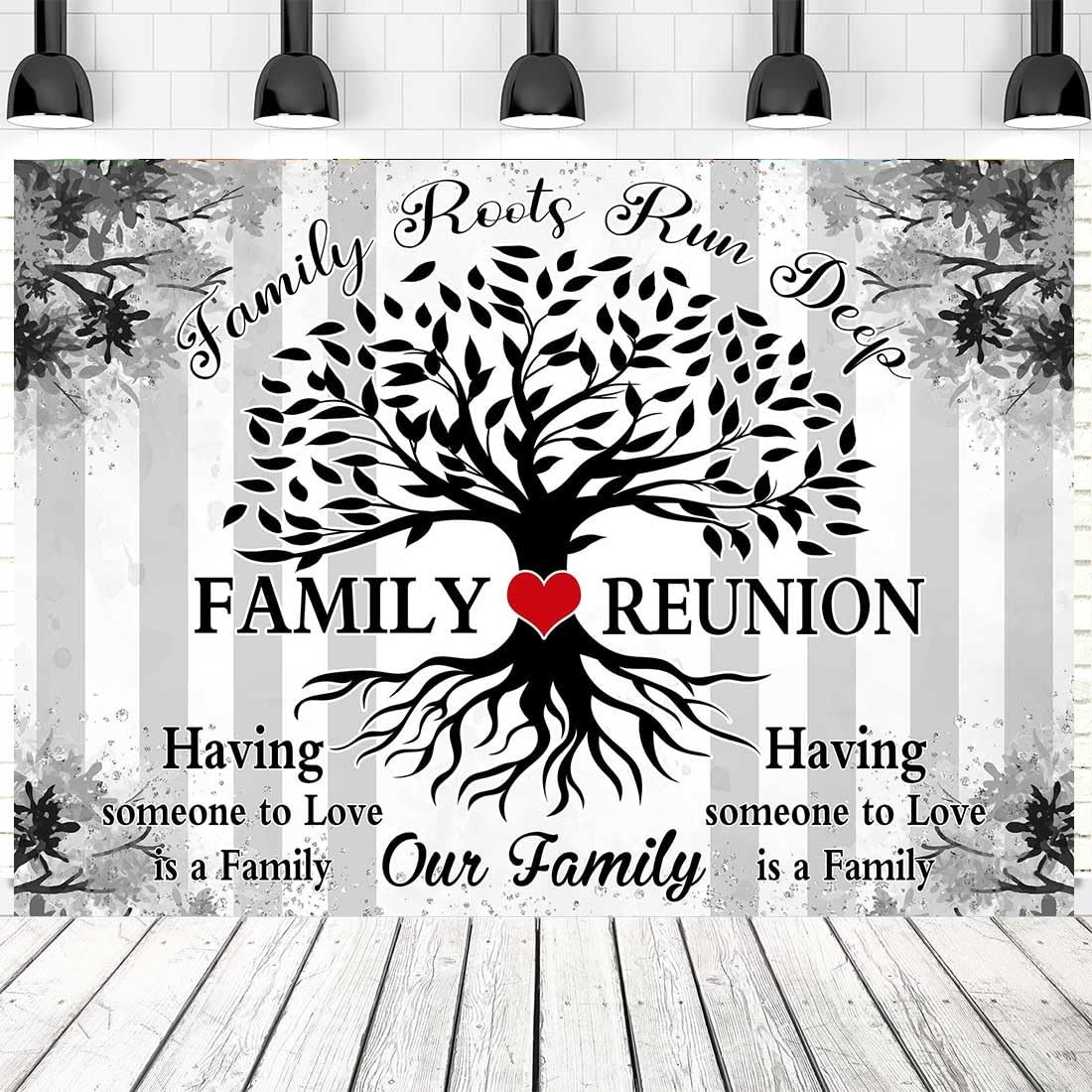 Family Reunion Backdrop for 7x5ft, Black and white gray