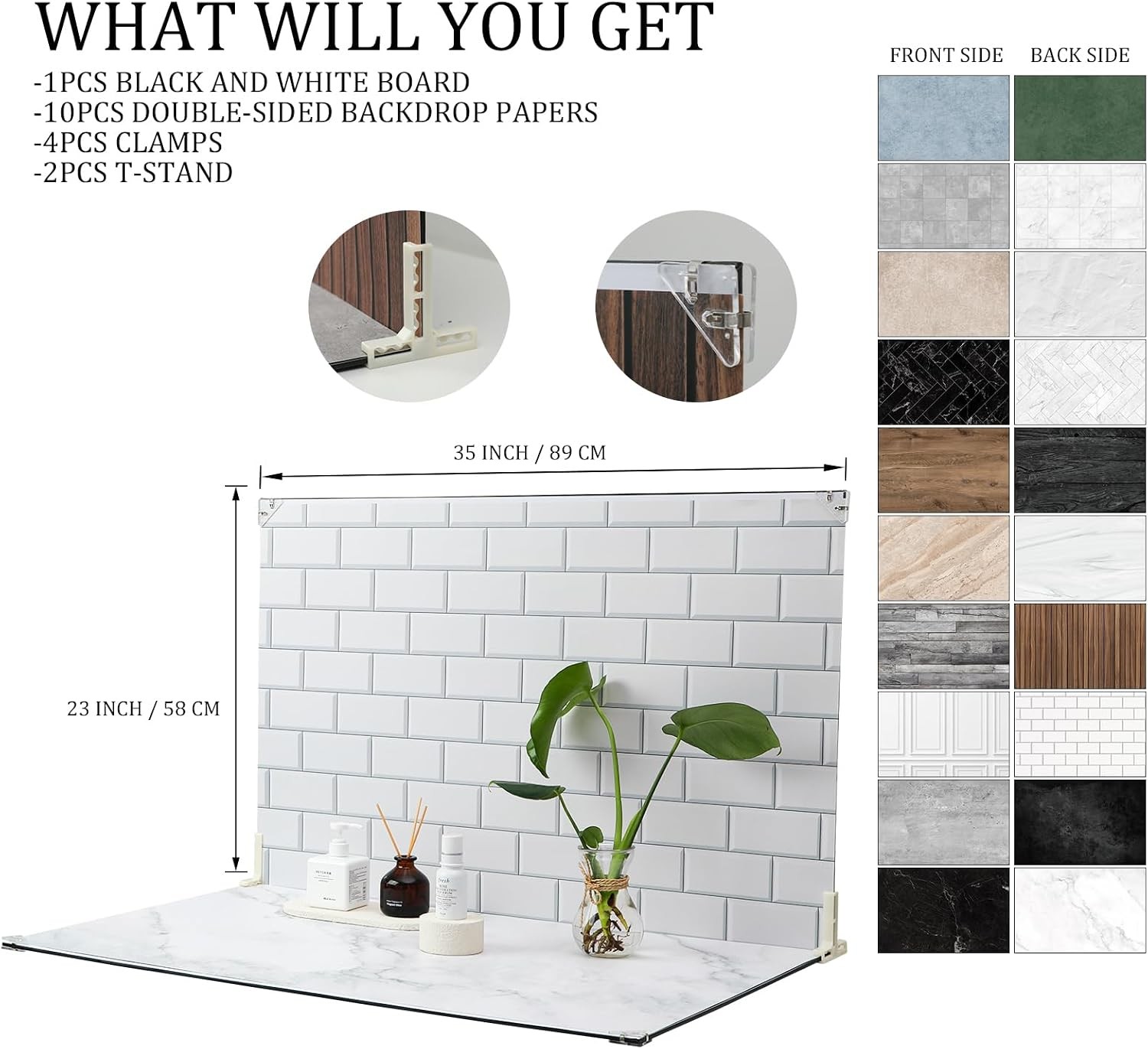 Product Photography Backdrops 23x35inch 10 Pcs 20 Patterns Photo Backdrop Board