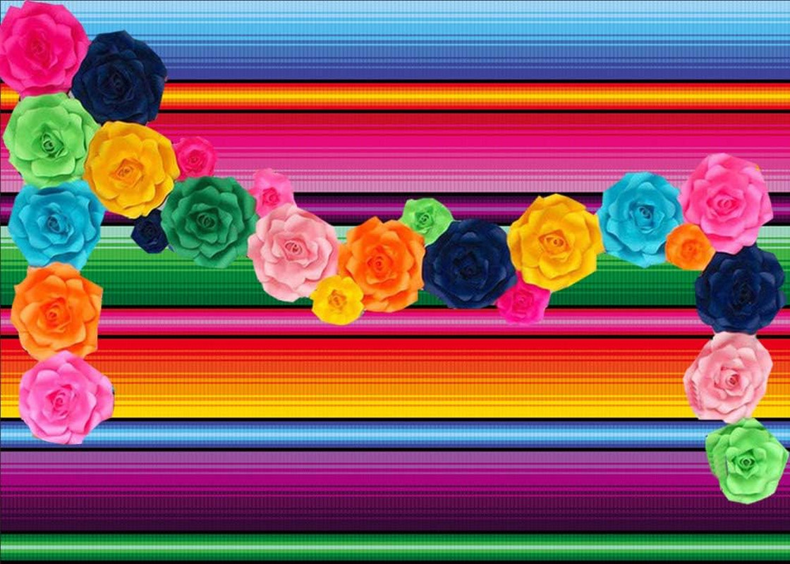 7X5Ft Color Fiesta Theme Photography Backdrop Stripes Mexican Festival Dessert
